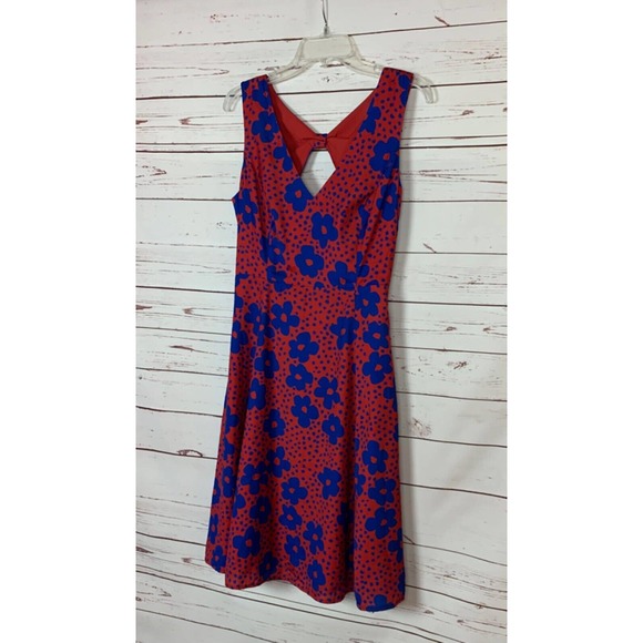 Modcloth Red and Blue Floral Dress - Picture 6 of 12